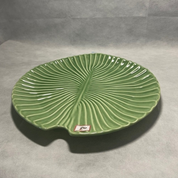 New Platter OLFAIRE Portugal Lily Pad Tray Green Glazed Ceramic Plate Food Tray - Picture 5 of 7